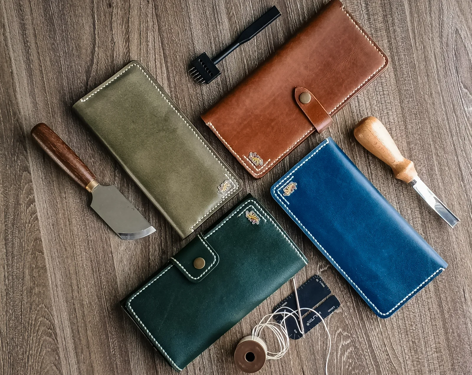 Handmade leather wallet collection